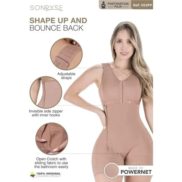 Women's Black Ash Pp53 Tummy Control Body Shaper Colombian Bodysuit Shapewear